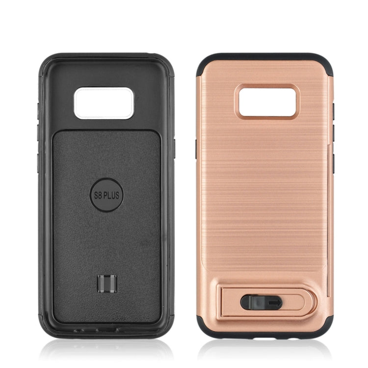 For Galaxy S8 + / G955 Brushed Texture TPU+PC Protective Back Case with Holder & Card Slot