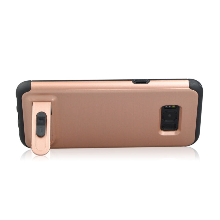 For Galaxy S8 + / G955 Brushed Texture TPU+PC Protective Back Case with Holder & Card Slot