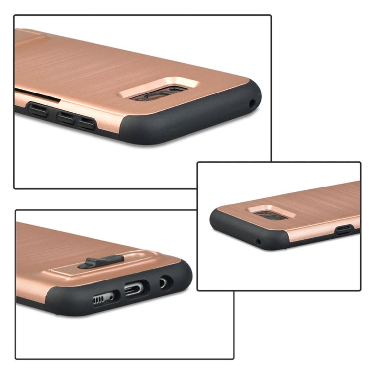 For Galaxy S8 + / G955 Brushed Texture TPU+PC Protective Back Case with Holder & Card Slot