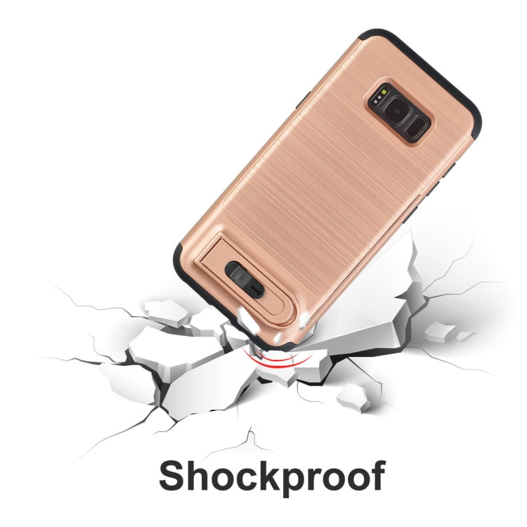 For Galaxy S8 + / G955 Brushed Texture TPU+PC Protective Back Case with Holder & Card Slot