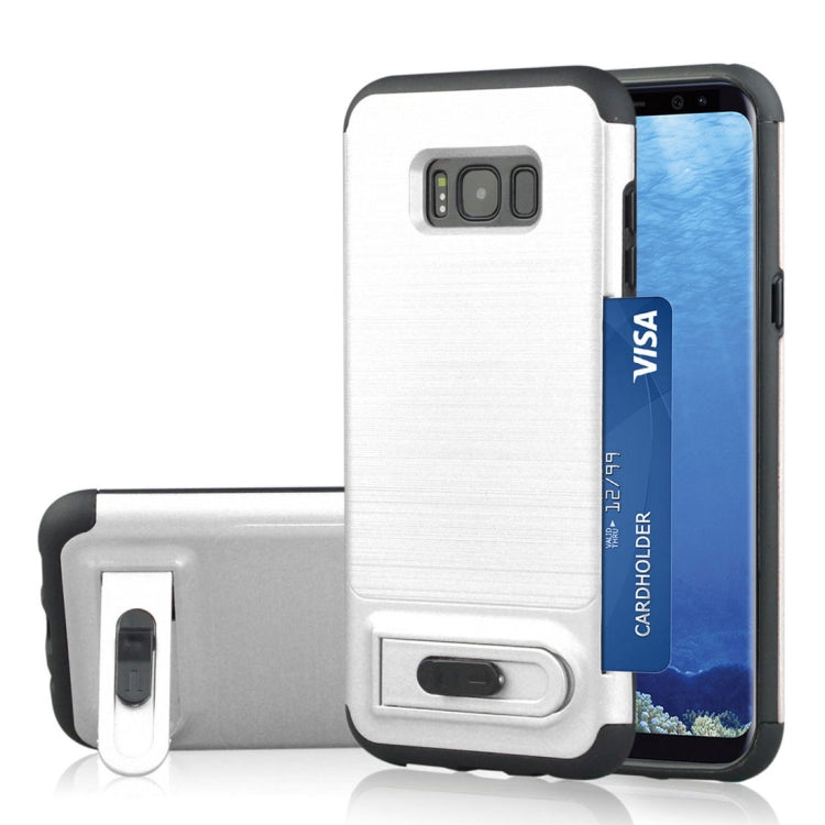 For Galaxy S8 + / G955 Brushed Texture TPU+PC Protective Back Case with Holder & Card Slot