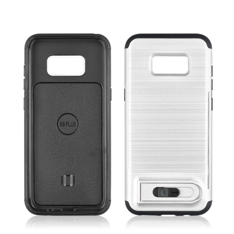 For Galaxy S8 + / G955 Brushed Texture TPU+PC Protective Back Case with Holder & Card Slot