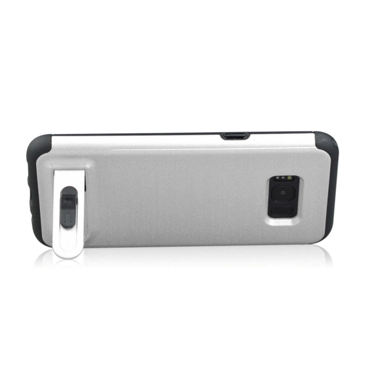 For Galaxy S8 + / G955 Brushed Texture TPU+PC Protective Back Case with Holder & Card Slot