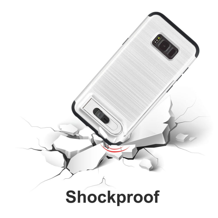 For Galaxy S8 + / G955 Brushed Texture TPU+PC Protective Back Case with Holder & Card Slot