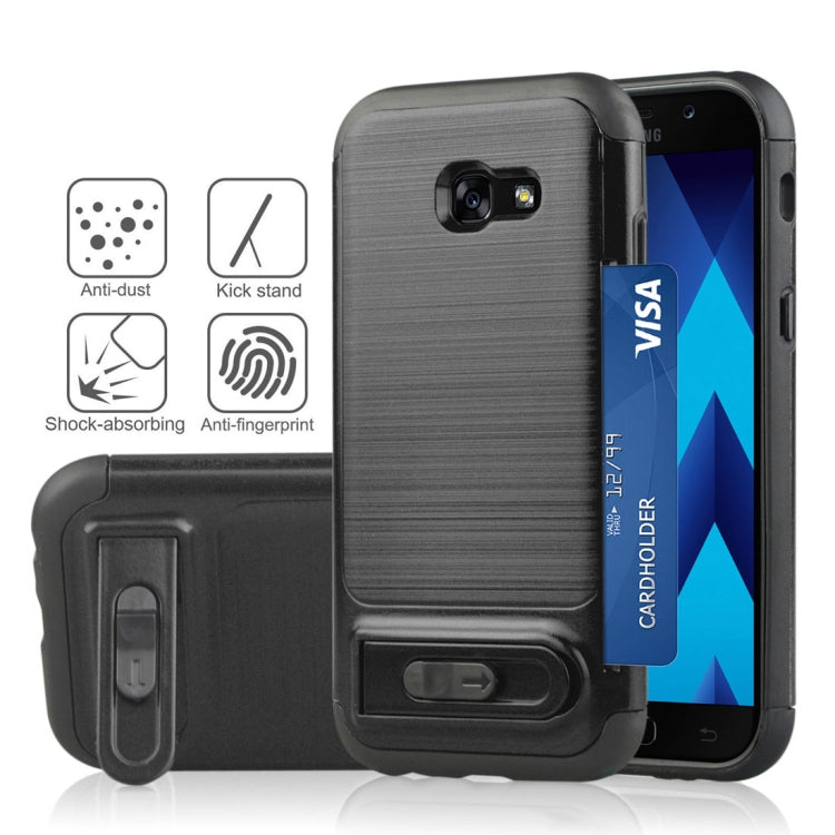 For Galaxy A5 (2017) Brushed Texture TPU+PC Protective Back Case with Holder & Card Slot