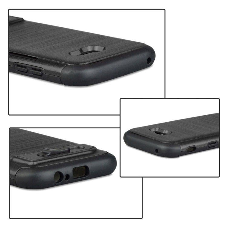 For Galaxy A5 (2017) Brushed Texture TPU+PC Protective Back Case with Holder & Card Slot