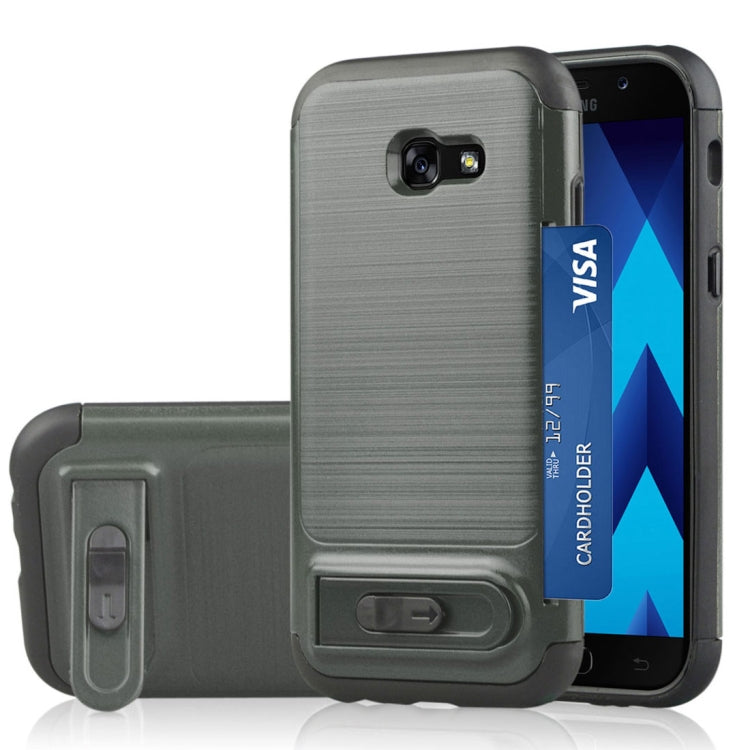 For Galaxy A5 (2017) Brushed Texture TPU+PC Protective Back Case with Holder & Card Slot