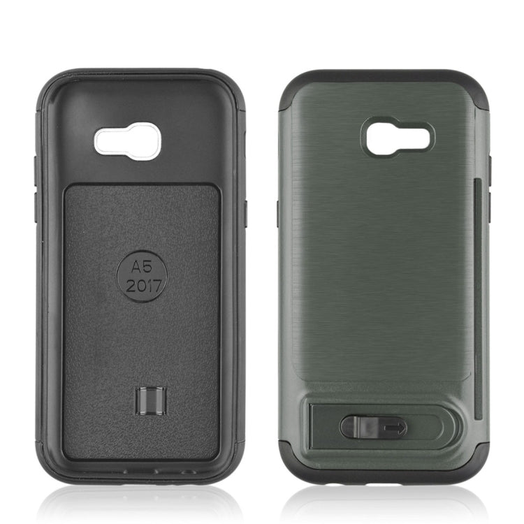 For Galaxy A5 (2017) Brushed Texture TPU+PC Protective Back Case with Holder & Card Slot