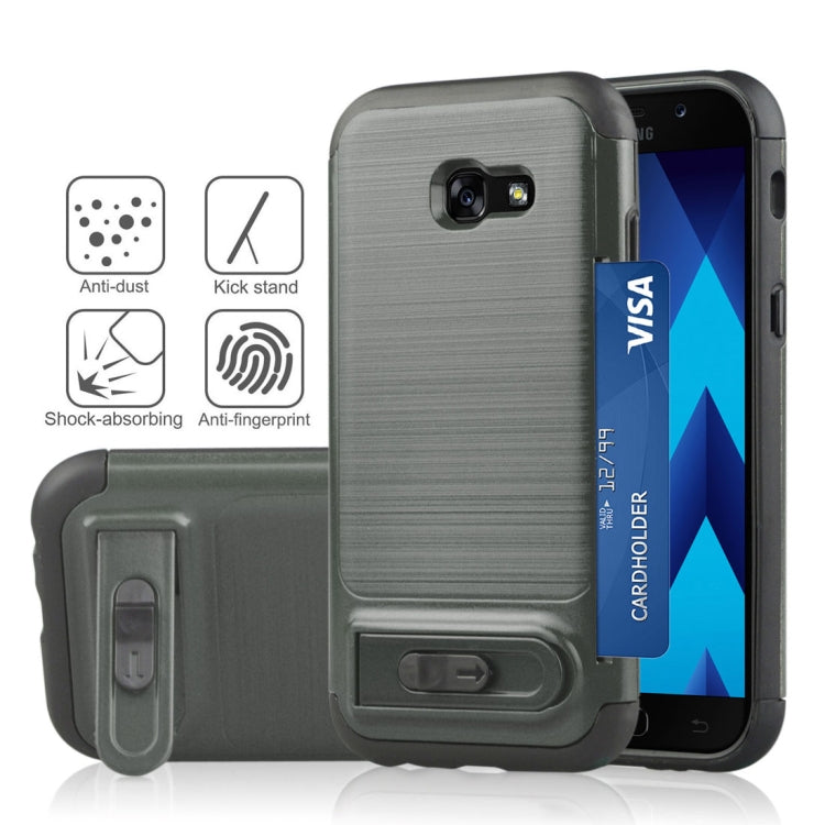 For Galaxy A5 (2017) Brushed Texture TPU+PC Protective Back Case with Holder & Card Slot