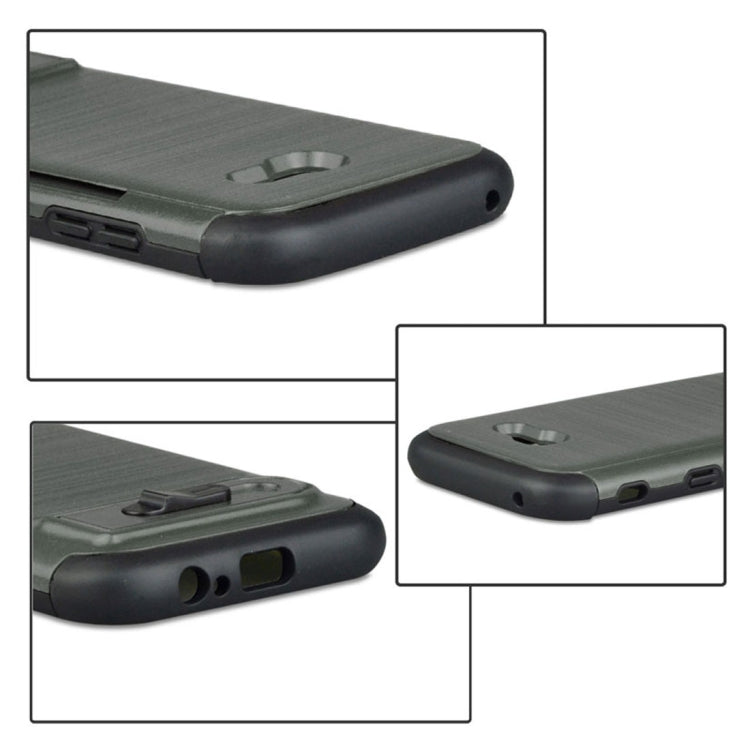 For Galaxy A5 (2017) Brushed Texture TPU+PC Protective Back Case with Holder & Card Slot