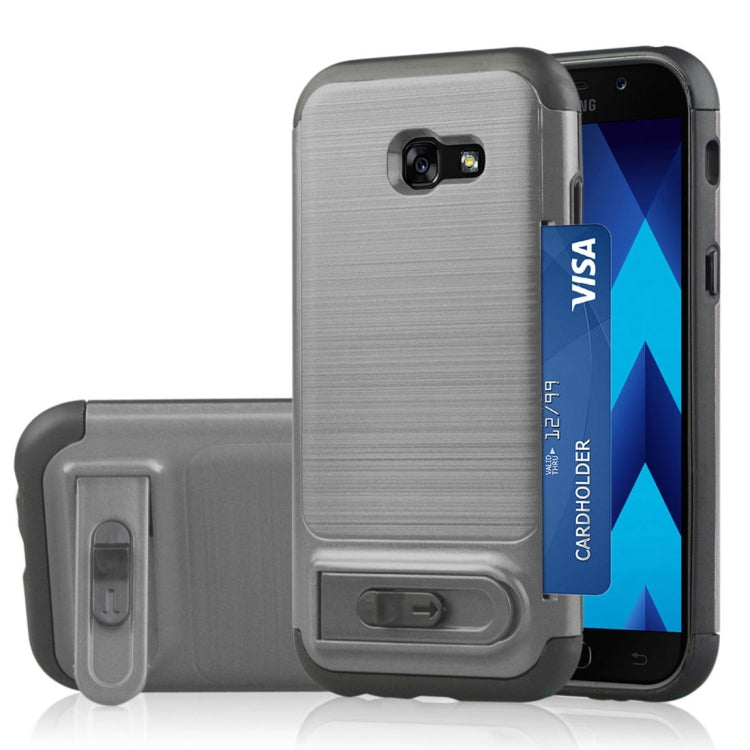 For Galaxy A5 (2017) Brushed Texture TPU+PC Protective Back Case with Holder & Card Slot