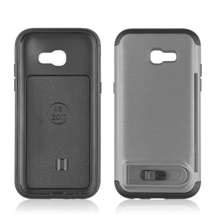 For Galaxy A5 (2017) Brushed Texture TPU+PC Protective Back Case with Holder & Card Slot