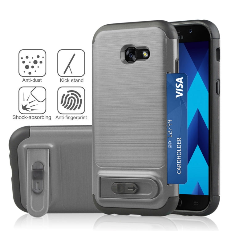 For Galaxy A5 (2017) Brushed Texture TPU+PC Protective Back Case with Holder & Card Slot