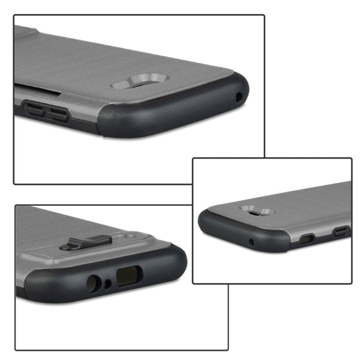For Galaxy A5 (2017) Brushed Texture TPU+PC Protective Back Case with Holder & Card Slot