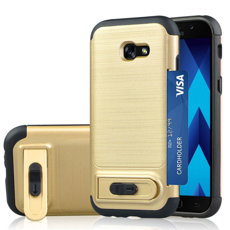 For Galaxy A5 (2017) Brushed Texture TPU+PC Protective Back Case with Holder & Card Slot