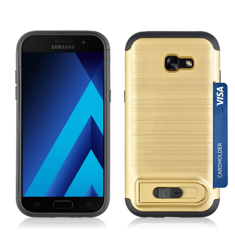 For Galaxy A5 (2017) Brushed Texture TPU+PC Protective Back Case with Holder & Card Slot