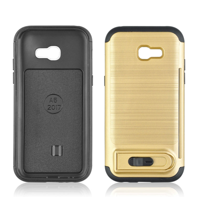 For Galaxy A5 (2017) Brushed Texture TPU+PC Protective Back Case with Holder & Card Slot