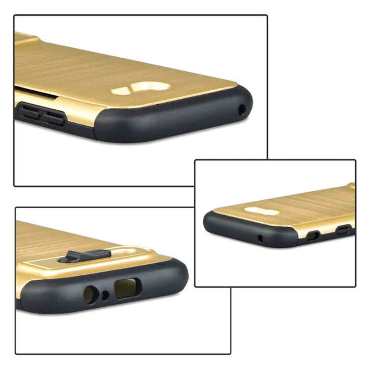 For Galaxy A5 (2017) Brushed Texture TPU+PC Protective Back Case with Holder & Card Slot