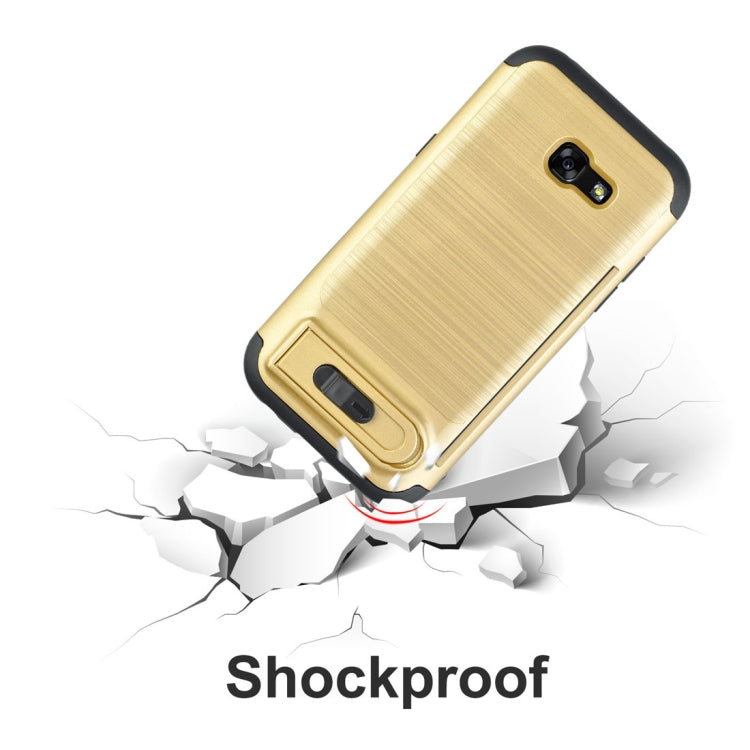 For Galaxy A5 (2017) Brushed Texture TPU+PC Protective Back Case with Holder & Card Slot