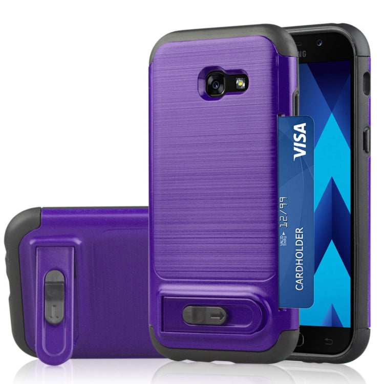 For Galaxy A5 (2017) Brushed Texture TPU+PC Protective Back Case with Holder & Card Slot