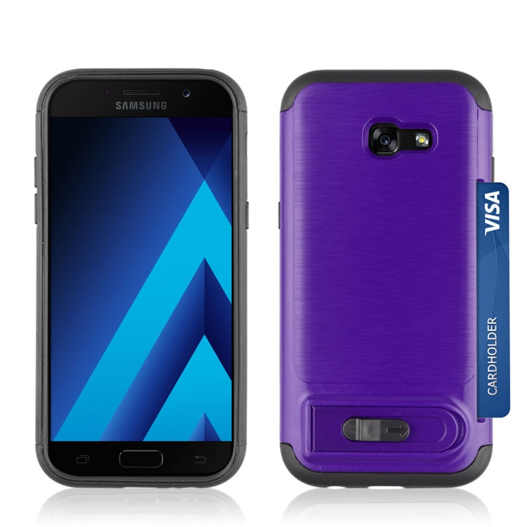 For Galaxy A5 (2017) Brushed Texture TPU+PC Protective Back Case with Holder & Card Slot