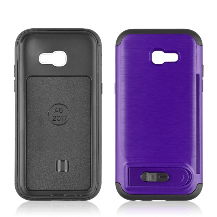 For Galaxy A5 (2017) Brushed Texture TPU+PC Protective Back Case with Holder & Card Slot