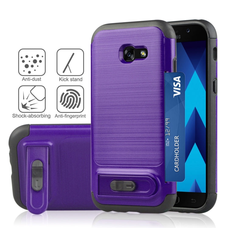 For Galaxy A5 (2017) Brushed Texture TPU+PC Protective Back Case with Holder & Card Slot