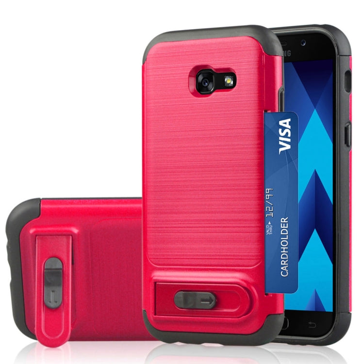 For Galaxy A5 (2017) Brushed Texture TPU+PC Protective Back Case with Holder & Card Slot