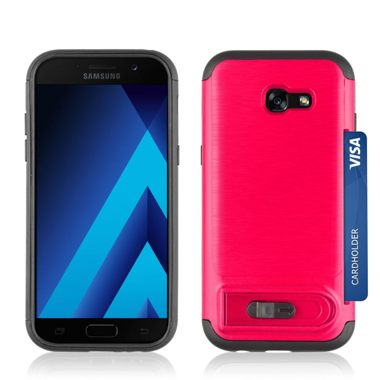 For Galaxy A5 (2017) Brushed Texture TPU+PC Protective Back Case with Holder & Card Slot