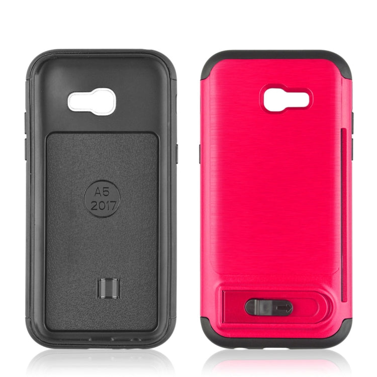 For Galaxy A5 (2017) Brushed Texture TPU+PC Protective Back Case with Holder & Card Slot