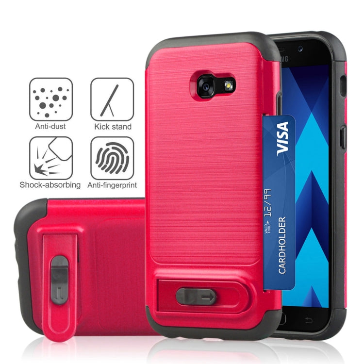 For Galaxy A5 (2017) Brushed Texture TPU+PC Protective Back Case with Holder & Card Slot