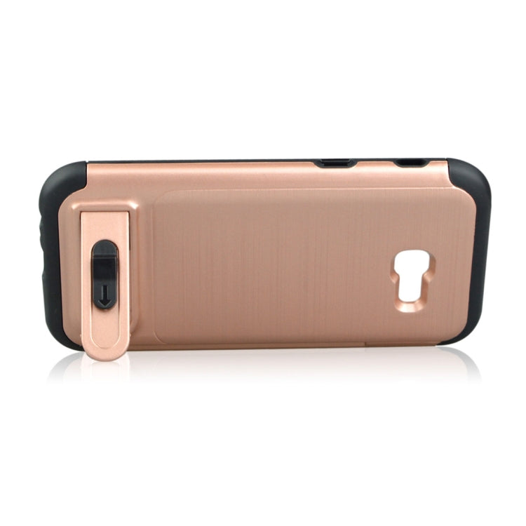 For Galaxy A5 (2017) Brushed Texture TPU+PC Protective Back Case with Holder & Card Slot
