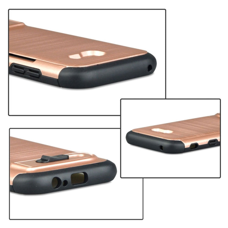 For Galaxy A5 (2017) Brushed Texture TPU+PC Protective Back Case with Holder & Card Slot