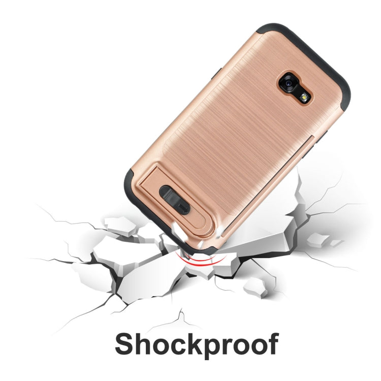 For Galaxy A5 (2017) Brushed Texture TPU+PC Protective Back Case with Holder & Card Slot