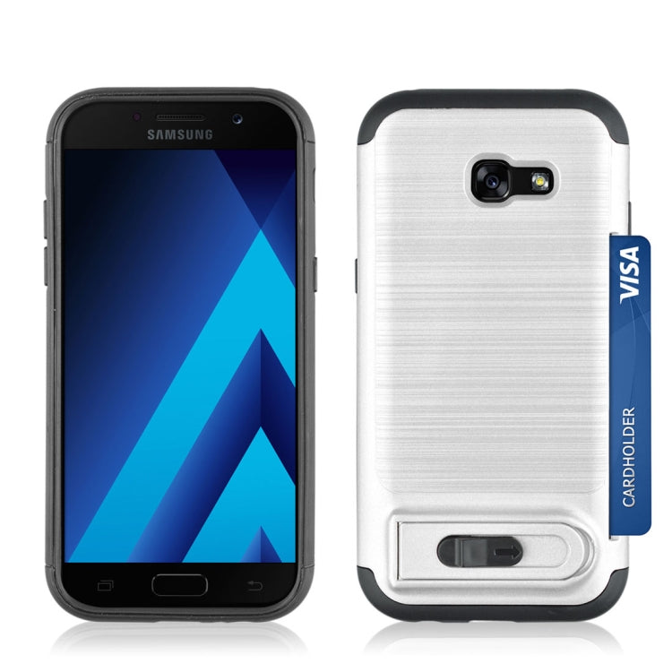For Galaxy A5 (2017) Brushed Texture TPU+PC Protective Back Case with Holder & Card Slot