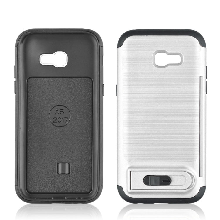 For Galaxy A5 (2017) Brushed Texture TPU+PC Protective Back Case with Holder & Card Slot
