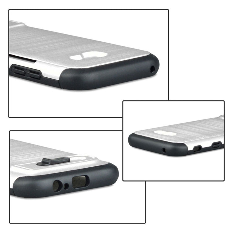 For Galaxy A5 (2017) Brushed Texture TPU+PC Protective Back Case with Holder & Card Slot