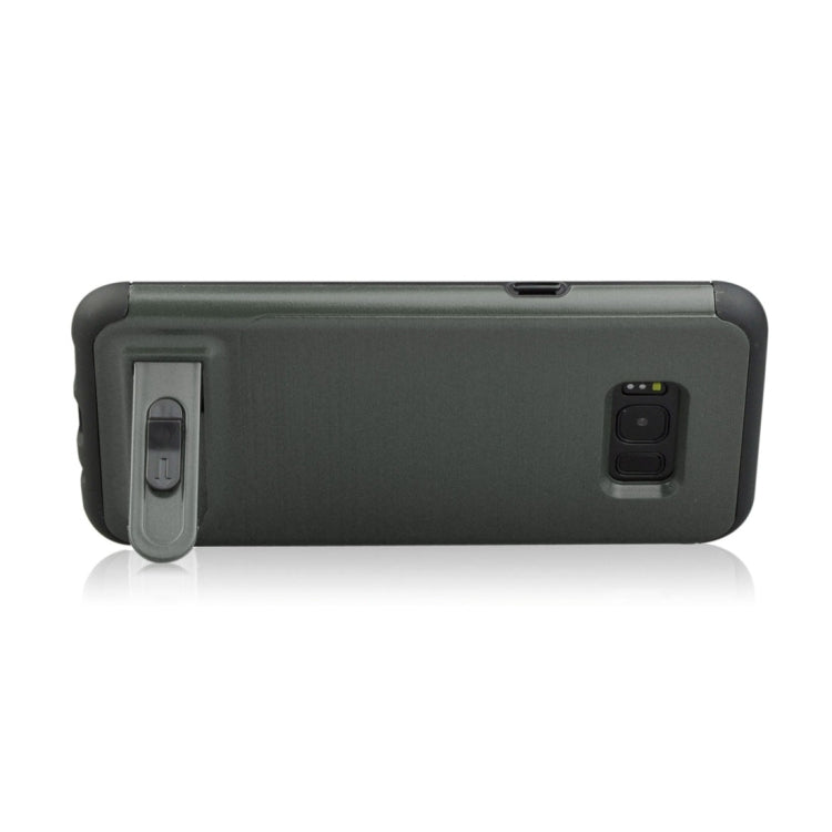 For Galaxy S8 Brushed Texture TPU+PC Protective Back Case with Holder & Card Slot