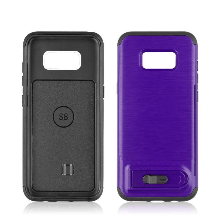 For Galaxy S8 Brushed Texture TPU+PC Protective Back Case with Holder & Card Slot