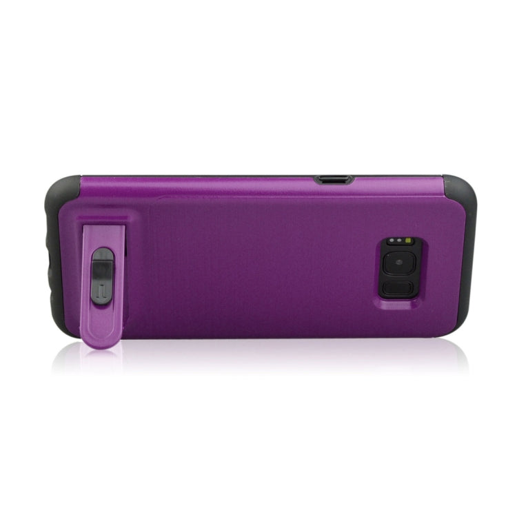 For Galaxy S8 Brushed Texture TPU+PC Protective Back Case with Holder & Card Slot