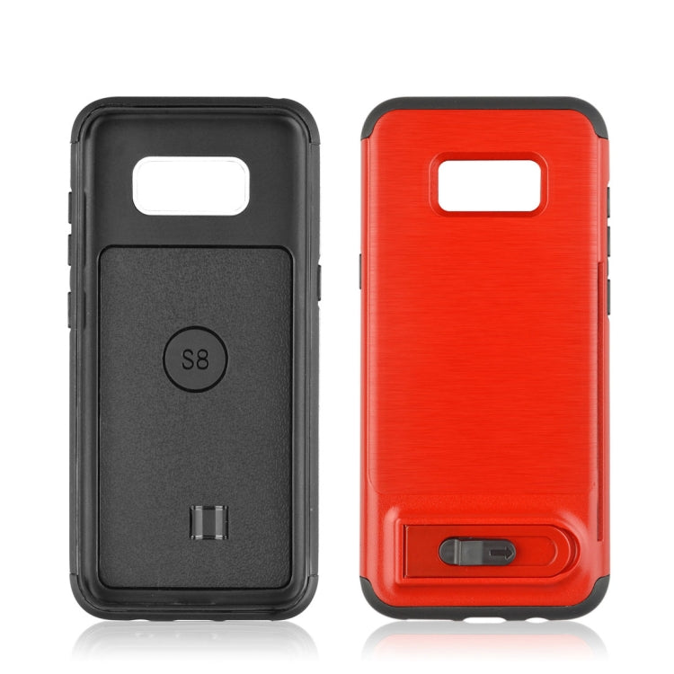 For Galaxy S8 Brushed Texture TPU+PC Protective Back Case with Holder & Card Slot