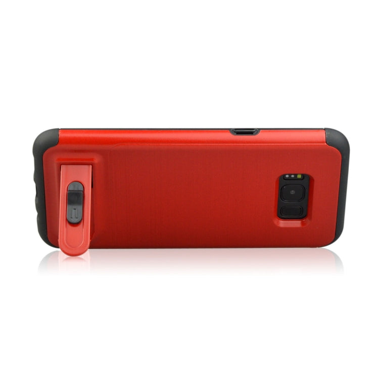 For Galaxy S8 Brushed Texture TPU+PC Protective Back Case with Holder & Card Slot