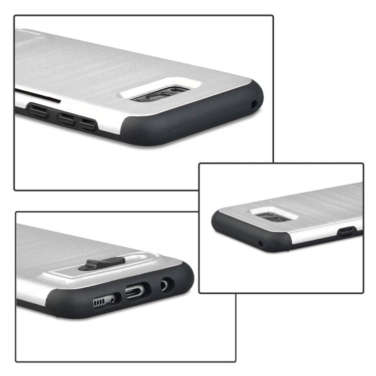 For Galaxy S8 Brushed Texture TPU+PC Protective Back Case with Holder & Card Slot