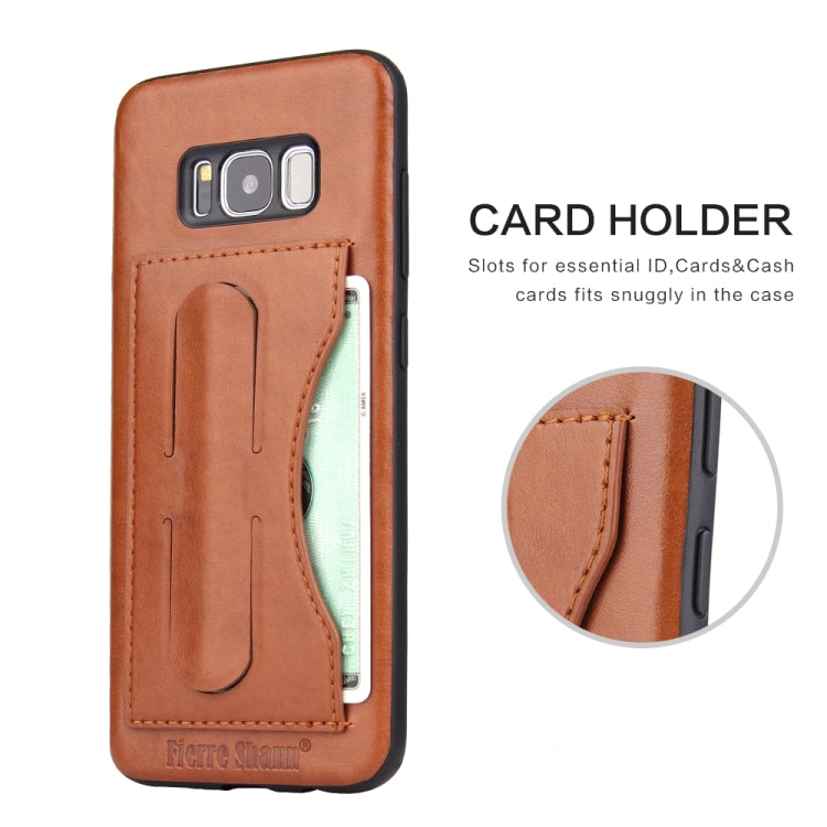 Fierre Shann Full Coverage Protective Leather Case for Galaxy S8+,  with Holder & Card Slot
