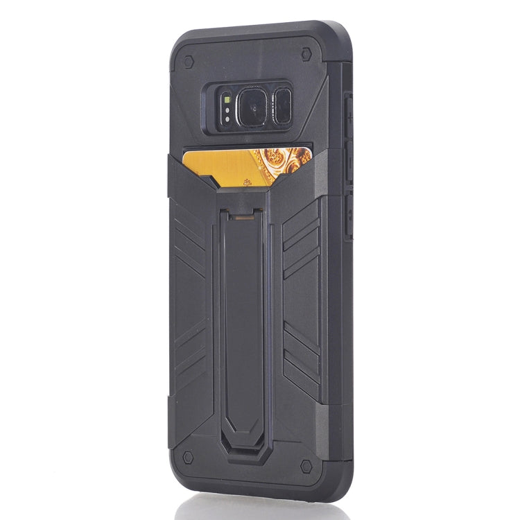 For Galaxy S8 TPU + PC Shockproof Protective Back Cover Case with Holder & Card Slots