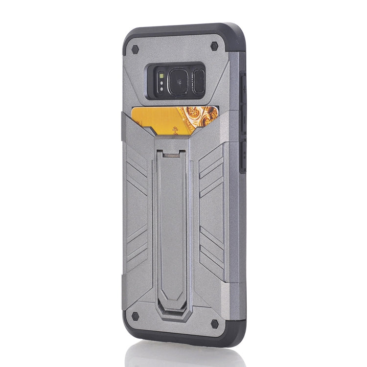 For Galaxy S8 TPU + PC Shockproof Protective Back Cover Case with Holder & Card Slots