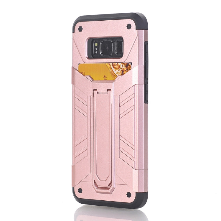 For Galaxy S8 TPU + PC Shockproof Protective Back Cover Case with Holder & Card Slots