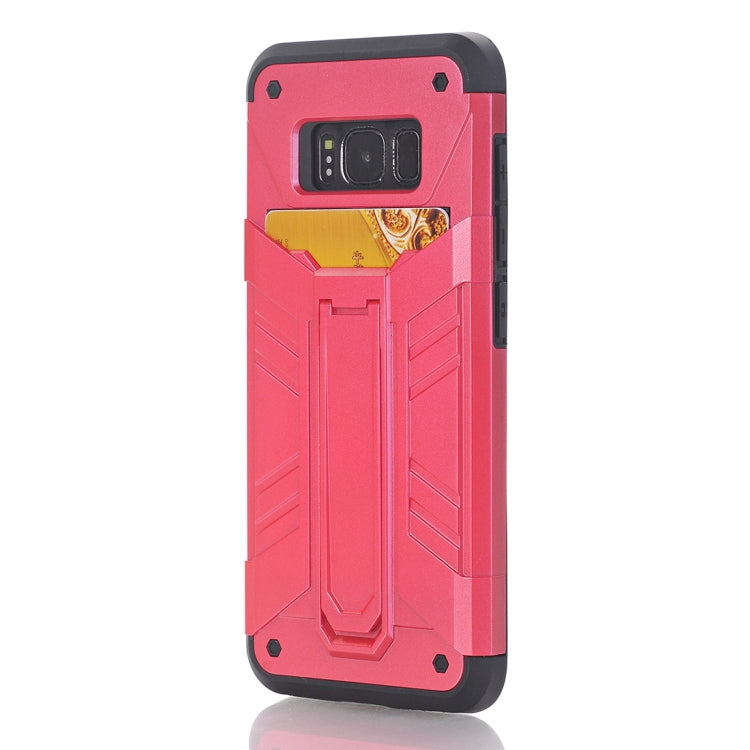 For Galaxy S8 TPU + PC Shockproof Protective Back Cover Case with Holder & Card Slots