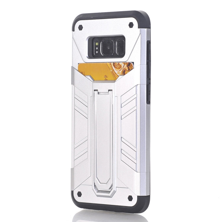 For Galaxy S8 TPU + PC Shockproof Protective Back Cover Case with Holder & Card Slots