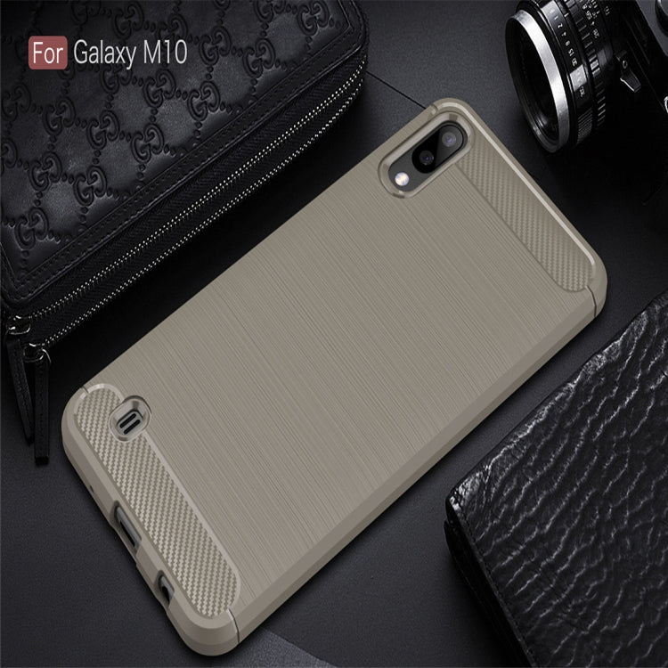 Brushed Texture Carbon Fiber Shockproof TPU Case for Galaxy M10